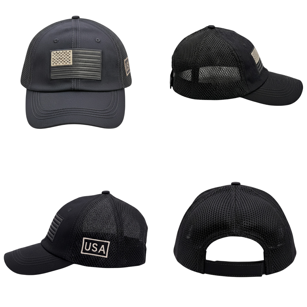 USA Tactical Trucker Cap – Double Mesh Back American Flag Hat