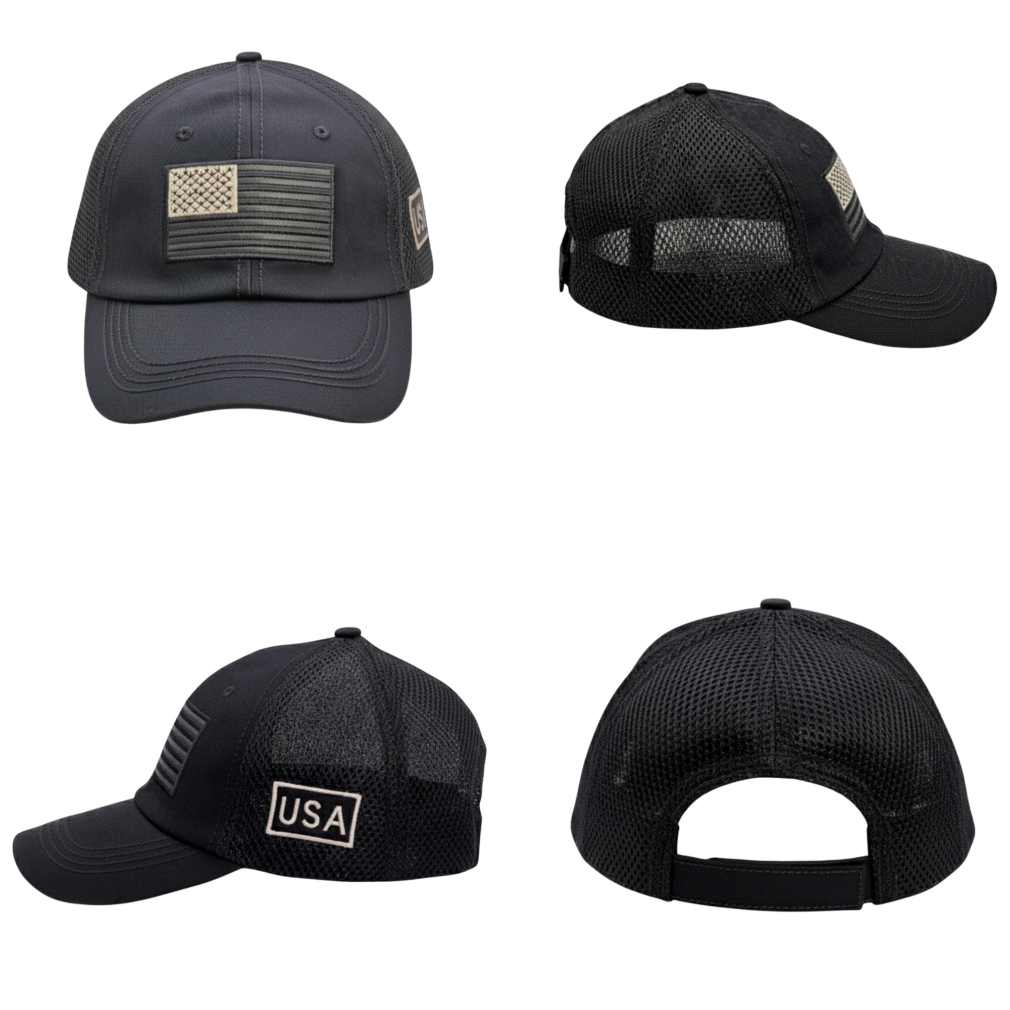 USA Tactical Trucker Cap – Double Mesh Back American Flag Hat
